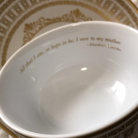 TeaVeda Diamond White Mother’s Day porcelain tea cup and saucer 6 oz. - Picture 4 of 6